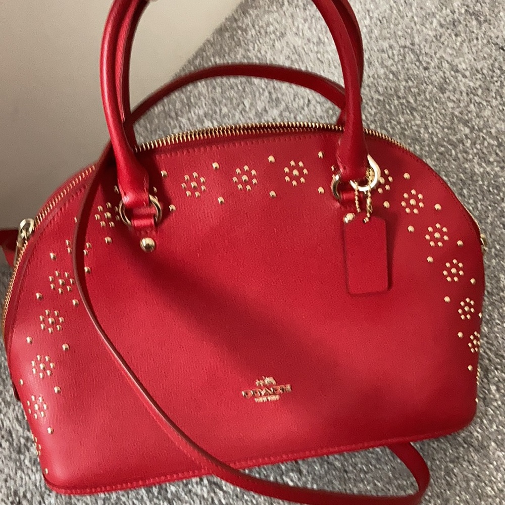 Authentic Coach BORDER STUD CORA DOMED limited design satchel bag NWT - Picture 4 of 12